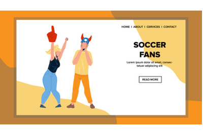 Soccer Fans Man And Woman Couple Screaming Vector