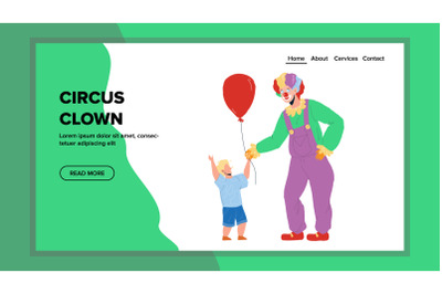 Circus Clown Giving Balloon Little Boy Vector