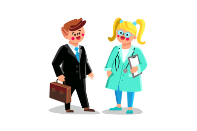 Children Profession Businessman And Doctor Vector