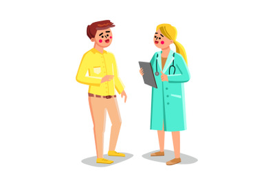 Doctor Talking With Patient In Hospital Vector