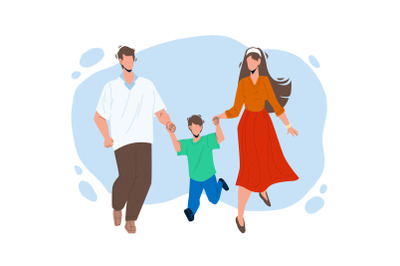 Healthy Family Walking Together Outdoor Vector