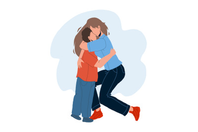 Mother Woman Hugging With Love Baby Son Vector