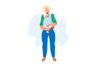 Mother Holding Baby On Hands, Motherhood Vector