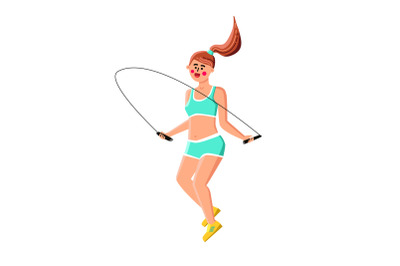 Skipping Rope Jumping Young Girl Athlete Vector