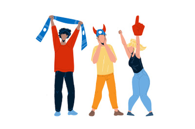 Sports Fans Cheering And Shouting Together Vector