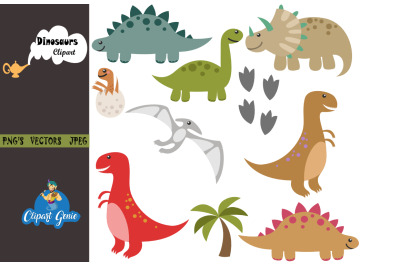 Dinosaurs clipart, T-Rex clipart, clip art &amp; SVG Cutting Files