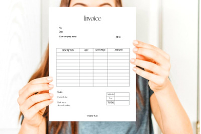 Simple and Minimal Invoice Form, Modern Form Template