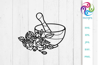 Floral Mortar SVG Cut File