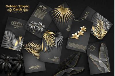 Golden Tropic Cards. Vector.