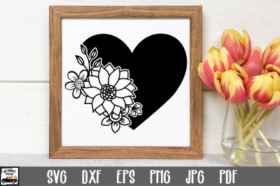 Heart SVG File - Flowers SVG File - Heart with Flowers SVG