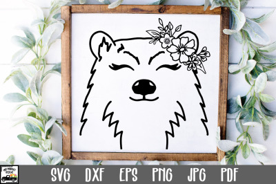 Bear SVG File - Bear with Flowers SVG Cut File
