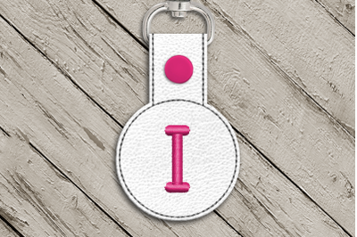 Letter I ITH Round Key Fob | Applique Embroidery