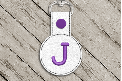 Letter J ITH Round Key Fob | Applique Embroidery