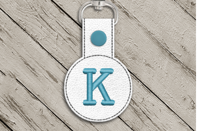 Letter K ITH Round Key Fob | Applique Embroidery