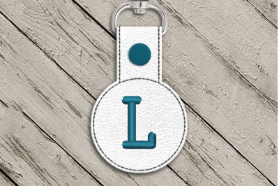 Letter L ITH Round Key Fob | Applique Embroidery