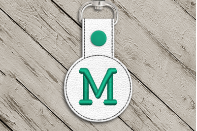 Letter M ITH Round Key Fob | Applique Embroidery