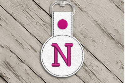 Letter N ITH Round Key Fob | Applique Embroidery