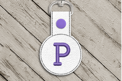 Letter P ITH Round Key Fob | Applique Embroidery