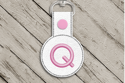 Letter Q ITH Round Key Fob | Applique Embroidery