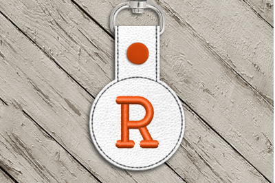 Letter R ITH Round Key Fob | Applique Embroidery