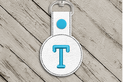 Letter T ITH Round Key Fob | Applique Embroidery