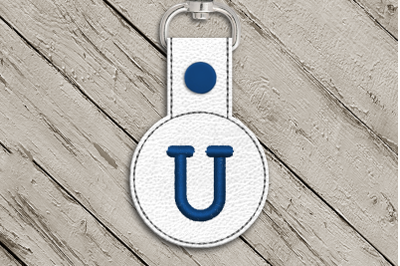 Letter U ITH Round Key Fob | Applique Embroidery