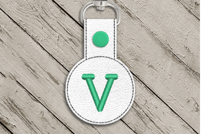 Letter V ITH Round Key Fob | Applique Embroidery