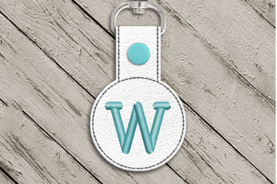 Letter W ITH Round Key Fob | Applique Embroidery