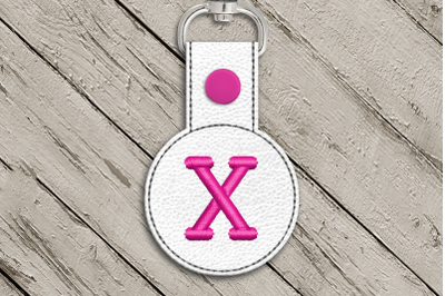 Letter X ITH Round Key Fob | Applique Embroidery