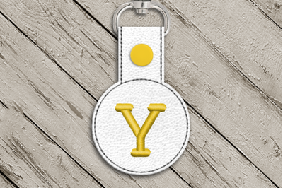 Letter Y ITH Round Key Fob | Applique Embroidery