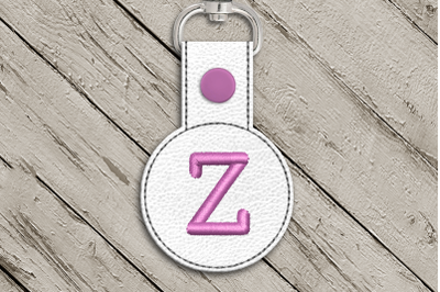 Letter Z ITH Round Key Fob | Applique Embroidery