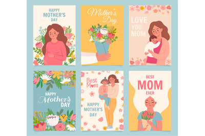 Happy mothers day card. Best mom ever, flower bouquet gift for mother,