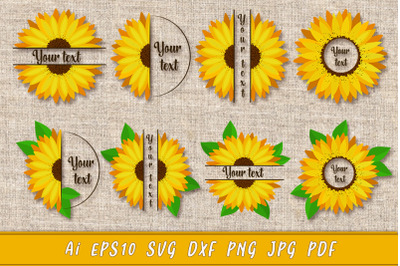 Sunflower monogram frames.SVG