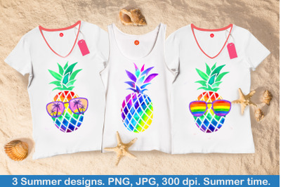 Pineapple Sublimation. Watercolor Summer.