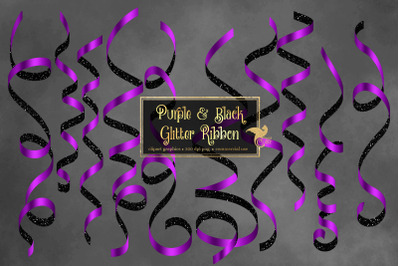 Purple and Black Glitter Ribbon Clipart
