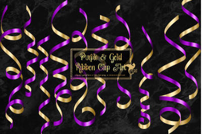 Purple and Gold Ribbon Clipart