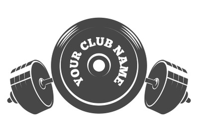 Fitness or Athletic club emblem with barbell