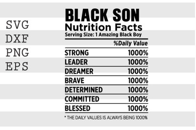 Black son nutrition facts ... SVG