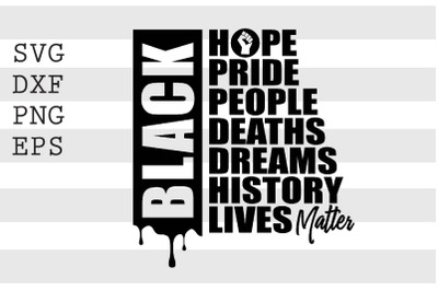 Black Hope Pride People Deaths Dreams History Lives Matter SVG