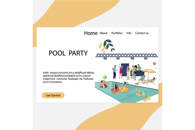 Pool party landing page, luxury and vip summer disco