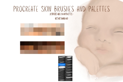 Skin Procreate Brushes X 18 and 2 X Swatch/Palette-light and dark skin