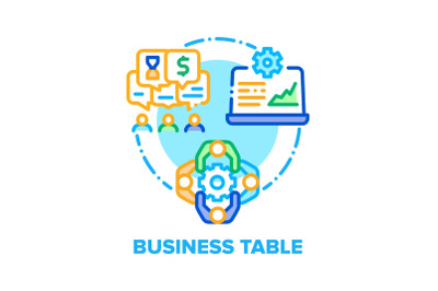 Business Table Vector Concept Color Illustration