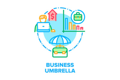 Business Umbrella Accessory Vector Concept Color