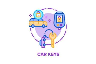 Car Keys Trinket Vector Concept Color Illustration