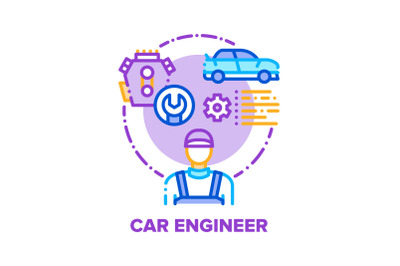 Car Engineer Vector Concept Color Illustration flat