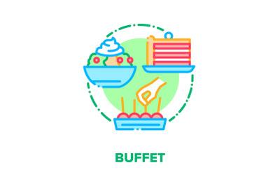 Buffet Menu Vector Concept Color Illustration flat