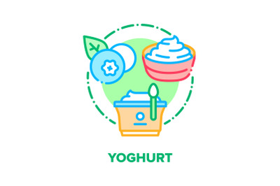 Yoghurt Food Vector Concept Color Illustration flat