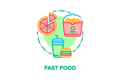 Fast Food Eat Vector Concept Color Illustration