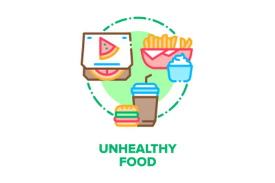 Unhealthy Food Vector Concept Color Illustration flat