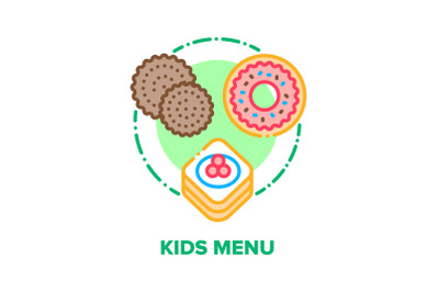 Kids Menu Cafe Vector Concept Color Illustration